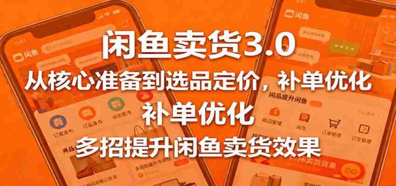闲鱼卖货3.0，从核心准备到选品定价，补单优化，多招提升闲鱼卖货效果-极速网创
