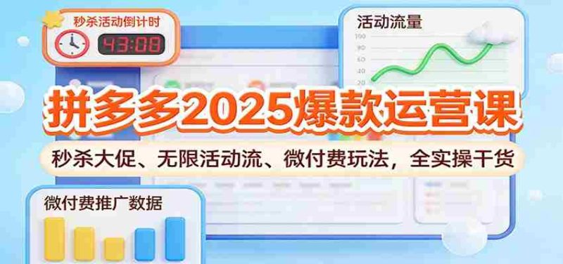 拼多多2025爆款运营课：秒杀大促、无限活动流、微付费玩法，全实操干货-极速网创