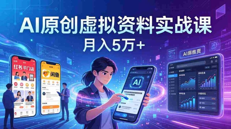 （17657期）AI原创虚拟资料实战课：2026新机会，小红书闲鱼开店，普通人用AI轻松变现，月入5万+-极速网创