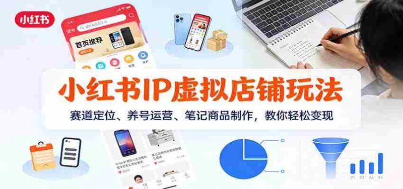 小红书IP虚拟店铺玩法，赛道定位、养号运营、笔记商品制作，教你轻松变现-极速网创
