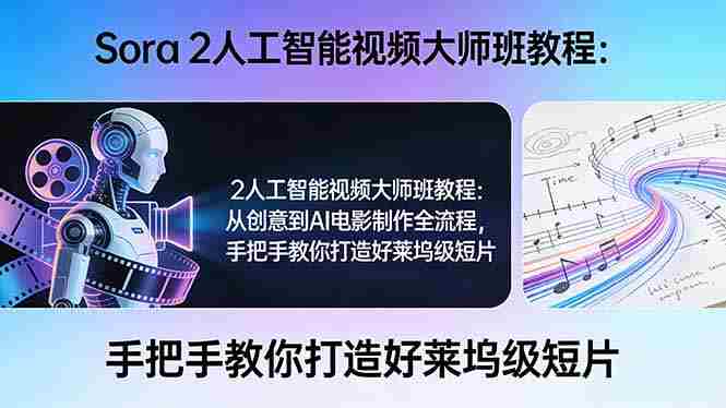 （17688期）Sora 2人工智能视频大师班教程：从创意到AI电影制作全流程，手把手教你打造好莱坞级短片-极速网创