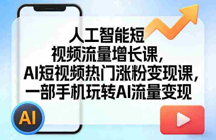 人工智能短视频流量增长课，AI短视频热门涨粉变现课，一部手机玩转AI流量变现-极速网创
