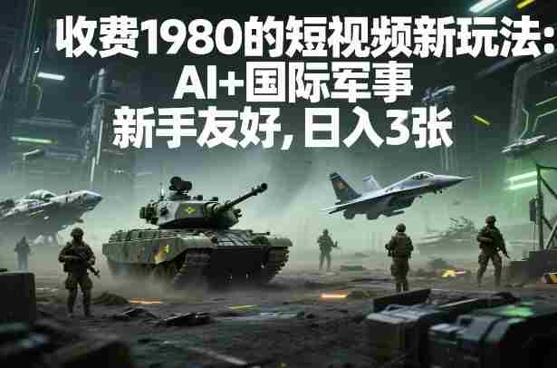 外面收费1980的短视频新玩法：AI+国际军事，新手友好，日入3张+【附详细教程】-极速网创