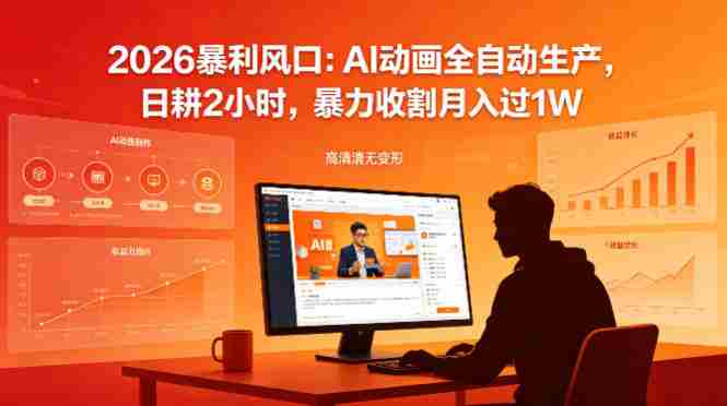 2026暴利风口：AI动画全自动生产，日耕2小时，暴力收割月入过1W-极速网创