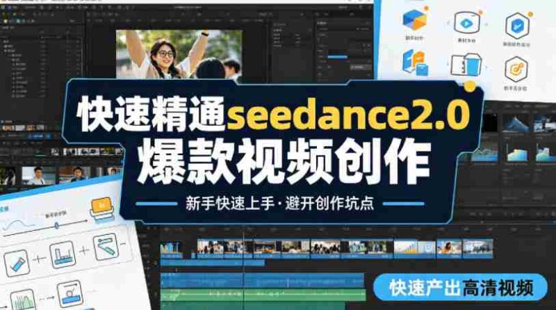 快速精通seedance2.0爆款视频创作，快速产出高清视频，避开大量创作坑点，新手也能快速上手-极速网创