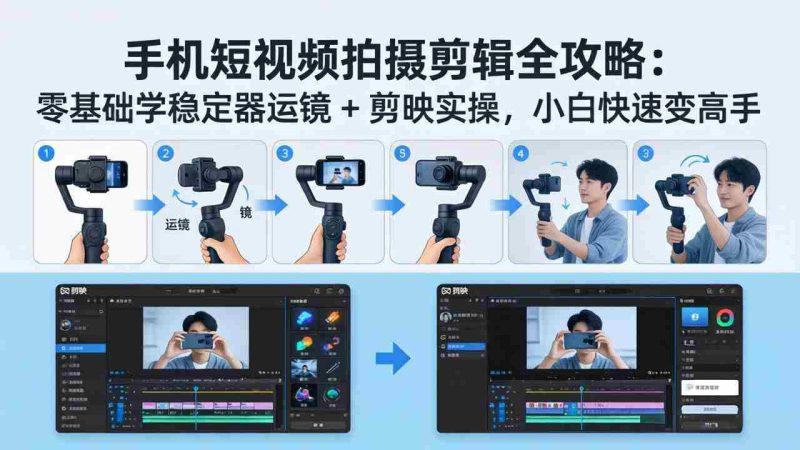 （18003期）手机短视频拍摄剪辑全攻略：零基础学稳定器运镜 + 剪映实操，小白快速变高手-极速网创