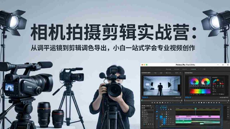 （18002期）相机拍摄剪辑实战营：从调平运镜到剪辑调色导出，小白一站式学会专业视频创作-极速网创