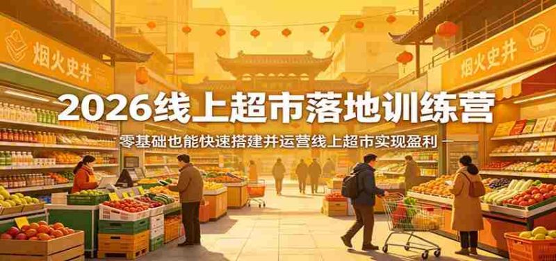 2026线上超市落地训练营，零基础也能快速搭建并运营线上超市实现盈利-极速网创