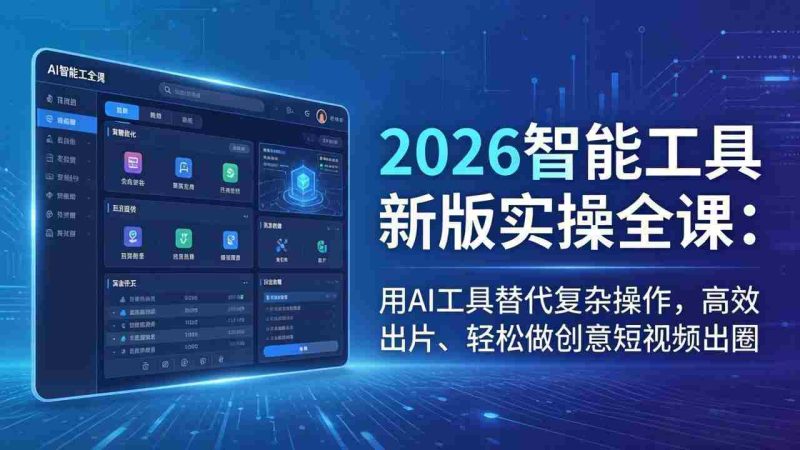 （18005期）2026智能工具新版实操全课：用AI工具替代复杂操作，高效出片、轻松做创意短视频出圈-极速网创