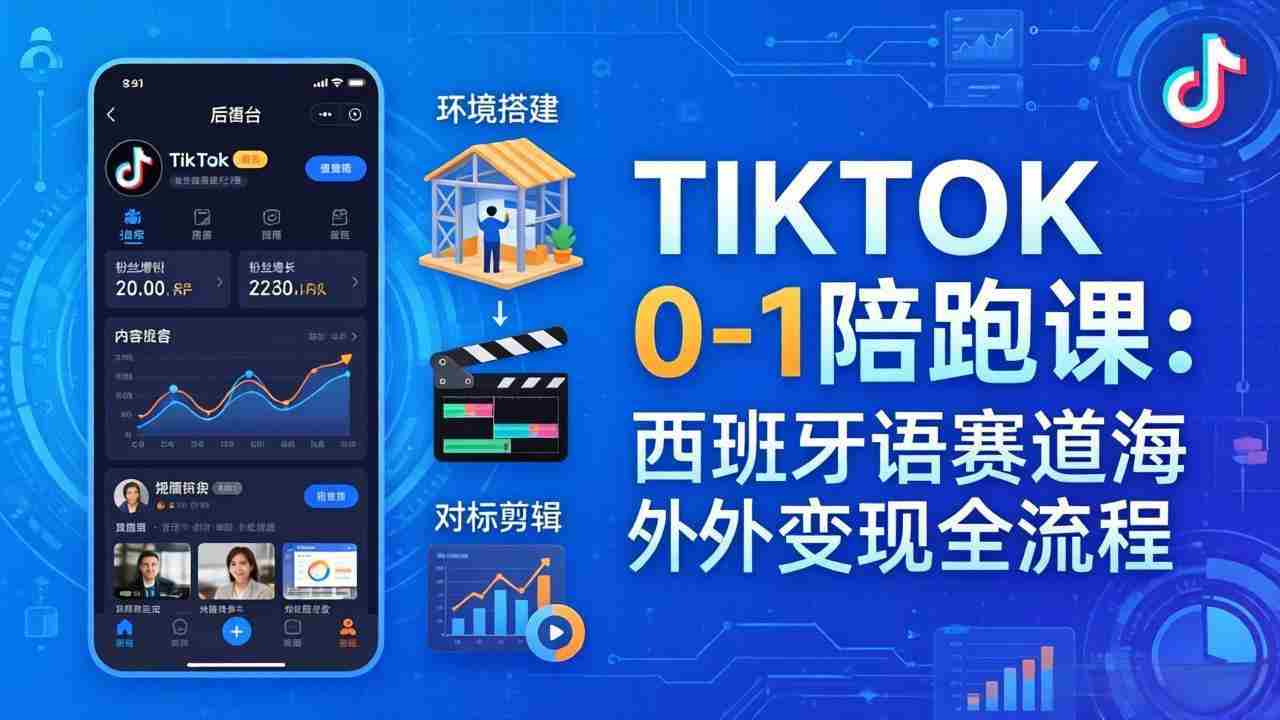 （17908期）TIKTOK 0-1 陪跑课：从环境搭建到刷对标剪辑，西班牙语赛道海外变现全流程-极速网创