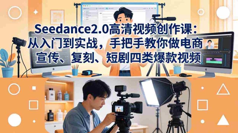 （18019期）Seedance2.0高清视频创作课：从入门到实战，手把手教你做电商、宣传、复刻、短剧四类爆款视频-极速网创