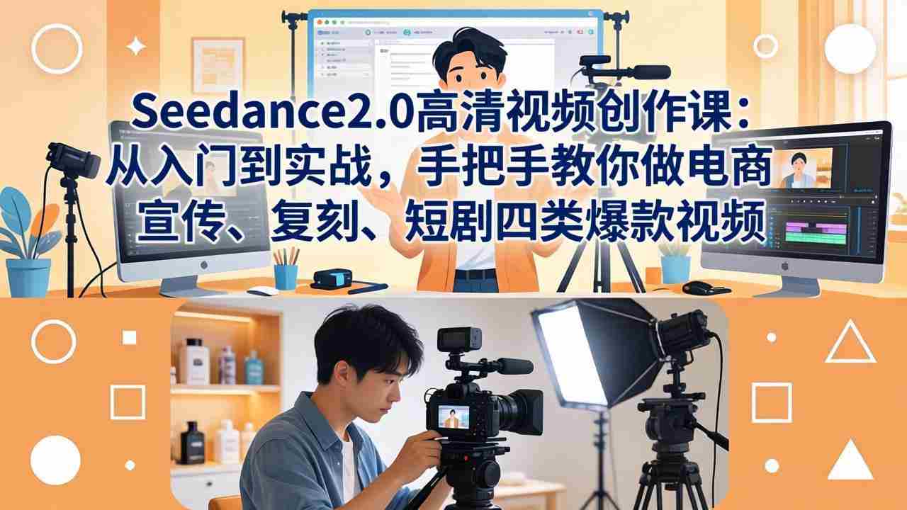 （18019期）Seedance2.0高清视频创作课：从入门到实战，手把手教你做电商、宣传、复刻、短剧四类爆款视频-极速网创