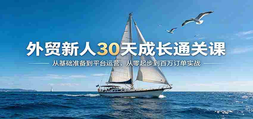 外贸新人30天成长通关课：从基础准备到平台运营，从零起步到百万订单实战-极速网创