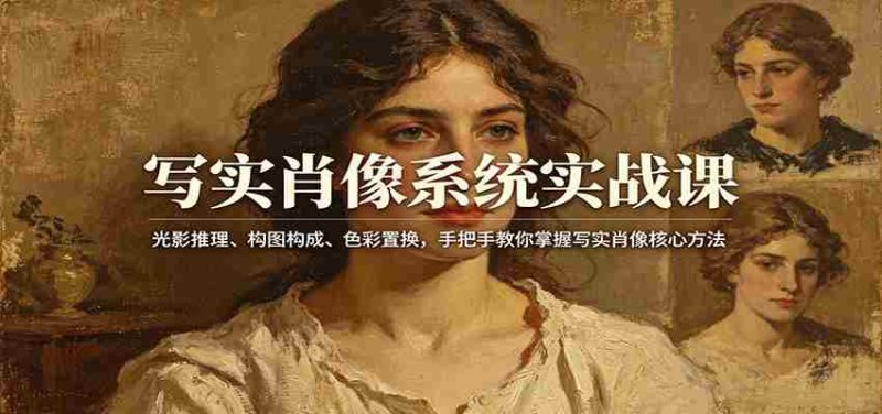 写实肖像系统实战课：光影推理、构图构成、色彩置换，手把手教你掌握写实肖像核心方法-极速网创