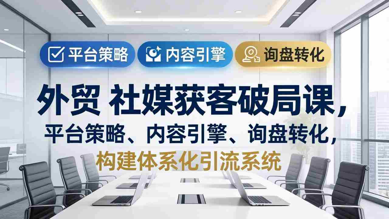 （17901期）外贸 社媒获客破局课，平台策略、内容引擎、询盘转化，构建体系化引流系统（更新26年3月）-极速网创