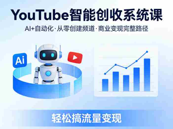 YouTube智能创收系统课，AI+自动化，从零创建YouTube频道并实现商业变现的完整路径，轻松搞流量变现-极速网创