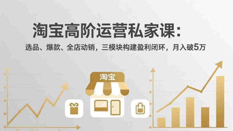 （17904期）淘宝高阶运营私家课（更新26年4月）：选品、爆款、全店动销，三模块构建盈利闭环，月入破5万-极速网创