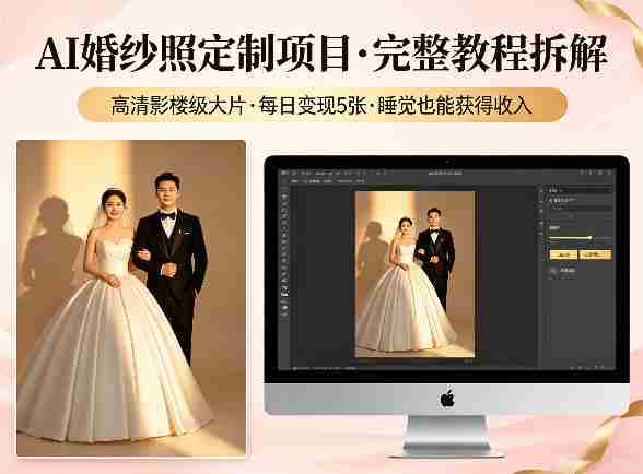 AI婚纱照定制项目，可生成高清影楼级大片，每日变现5张，睡觉也能获得收入【完整教程拆解】-极速网创