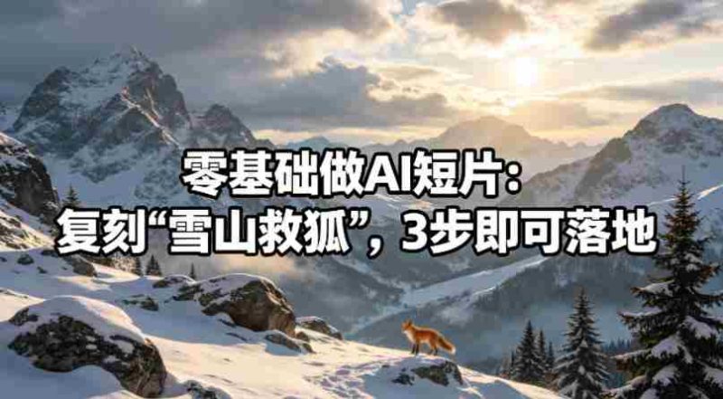 零基础做AI短片：复刻《雪山救狐》，3步即可落地-极速网创
