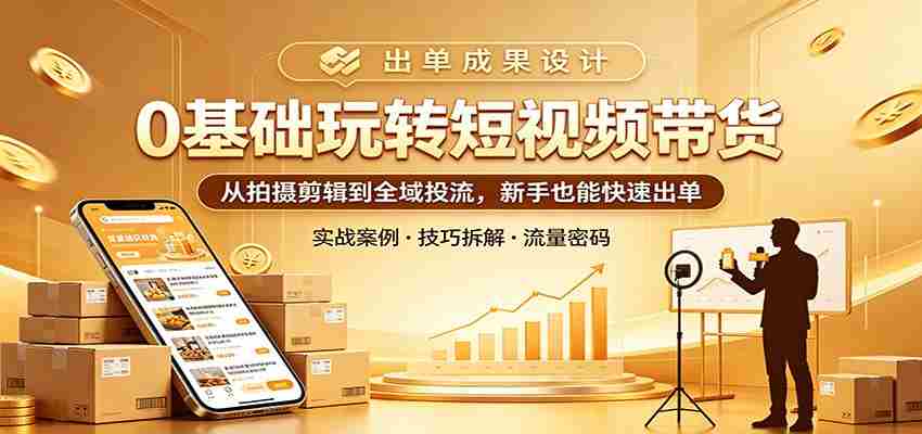 0基础玩转短视频带货：从拍摄剪辑到全域投流，新手也能快速出单-极速网创
