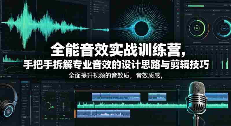 全能音效实战训练营，手把手拆解专业音效的设计思路与剪辑技巧，全面提升视频的音效质感-极速网创