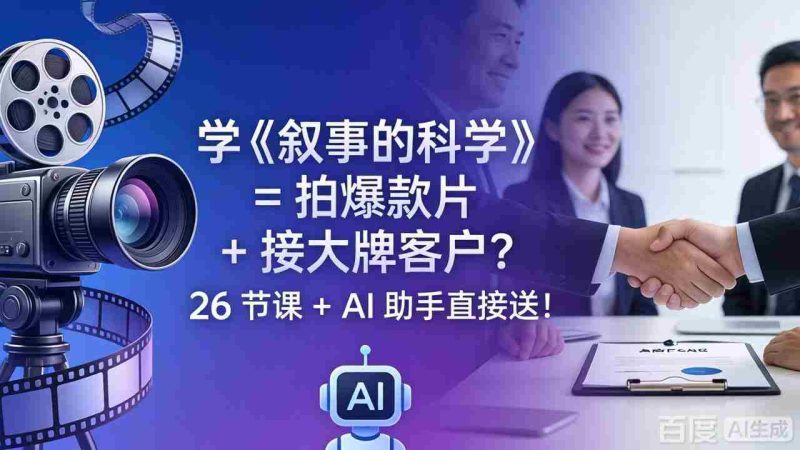 （18302期）学《叙事的科学》= 拍爆款片 + 接大牌客户？26 节课 + AI 助手直接送！-极速网创