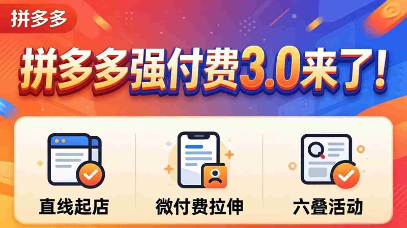 (18284期)拼多多强付费3.0来了(更新4月)直线起店+微付费拉伸+六叠活动,稳定起店破解流量瓶颈-极速网创