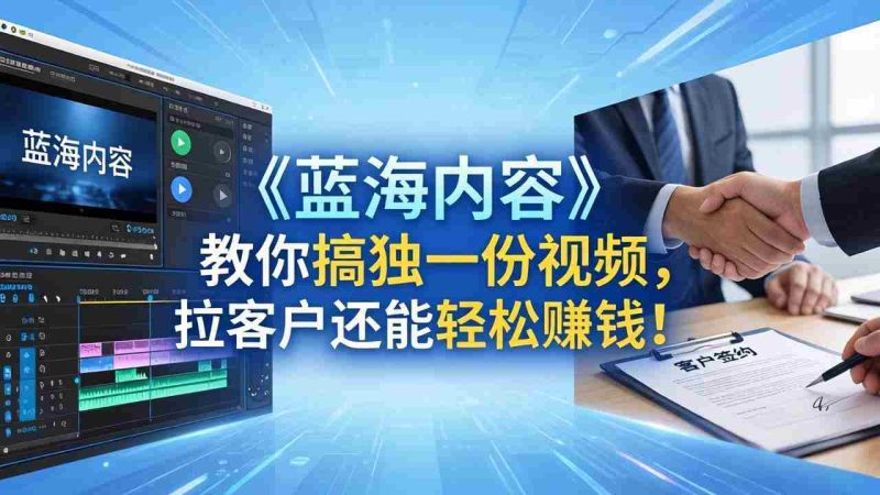 （18301期）做视频卷不动了？《蓝海内容》教你搞独一份视频，拉客户还能轻松赚钱！-极速网创