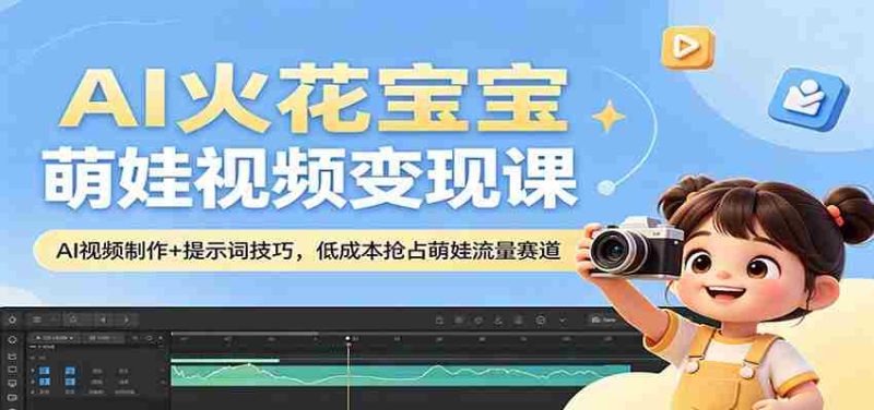 AI火花宝宝萌娃视频变现课:AI视频制作+提示词技巧,低成本抢占萌娃流量赛道-极速网创