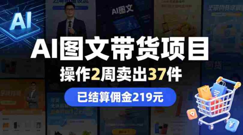 AI图文带货项目，操作2周卖出37件，已结算佣金219-极速网创