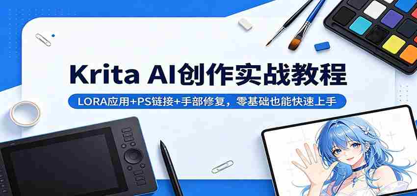 Krita AI创作实战教程：LORA应用+PS链接+手部修复，零基础也能快速上手-极速网创