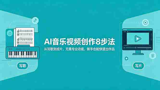 （18340期）AI音乐视频创作8步法：从写歌到成片，无需专业功底，新手也能快速出作品-极速网创