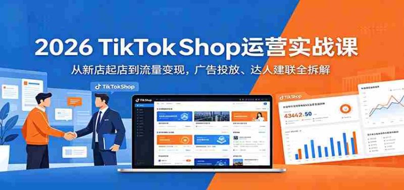 2026 TikTokShop运营实战课:从新店起店到流量变现,广告投放、达人建联全拆解-极速网创