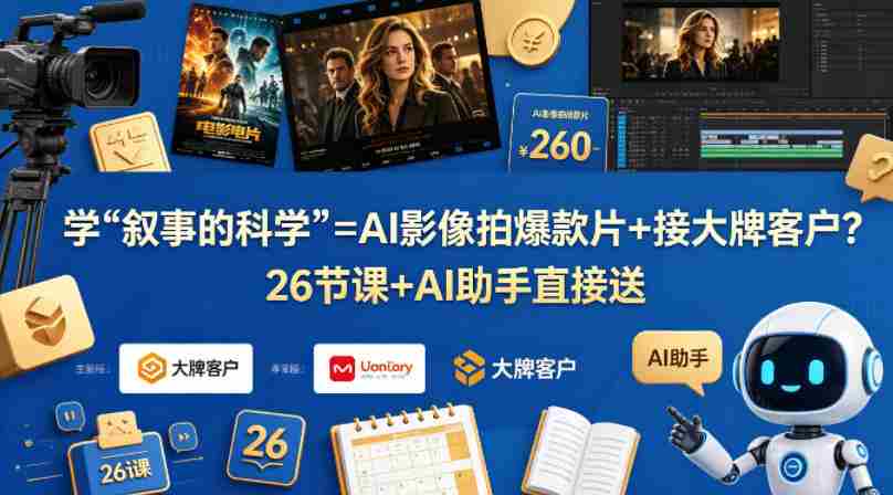 学《叙事的科学》=AI影像拍爆款片+接大牌客户？26节课+AI助手直接送【原创双语字幕】-极速网创