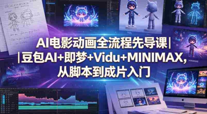 AI电影动画全流程先导课｜豆包AI+即梦+Vidu+MINIMAX，从脚本到成片入门-极速网创