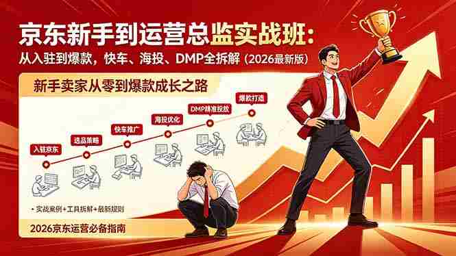 （18291期）京东新手到运营总监实战班：从入驻到爆款，快车、海投、DMP全拆解，2026最新版-极速网创