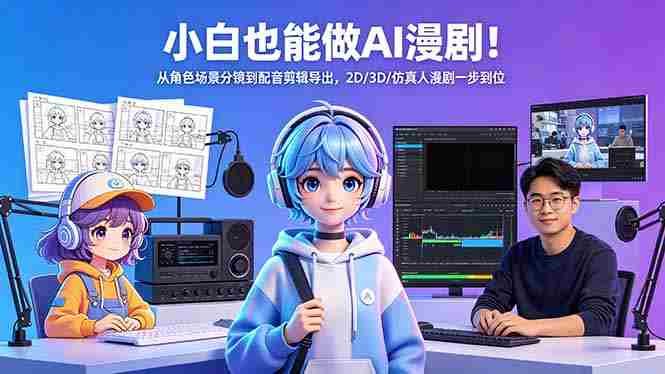 （18343期）小白也能做AI漫剧！从角色场景分镜到配音剪辑导出，2D/3D/仿真人漫剧一步到位-极速网创