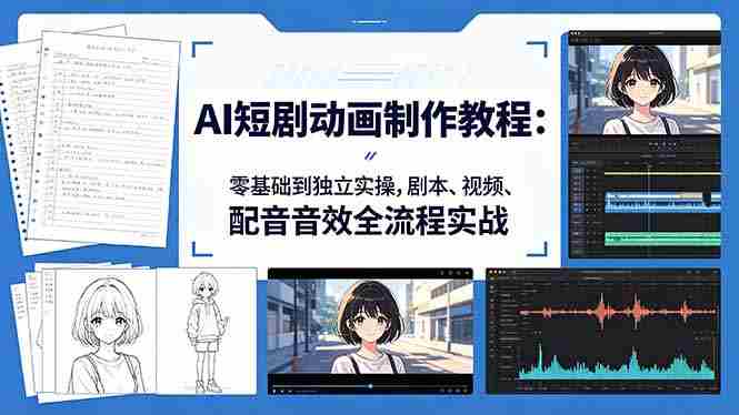 （18351期）AI短剧动画制作教程：零基础到独立实操，剧本、视频、配音音效全流程实战-极速网创