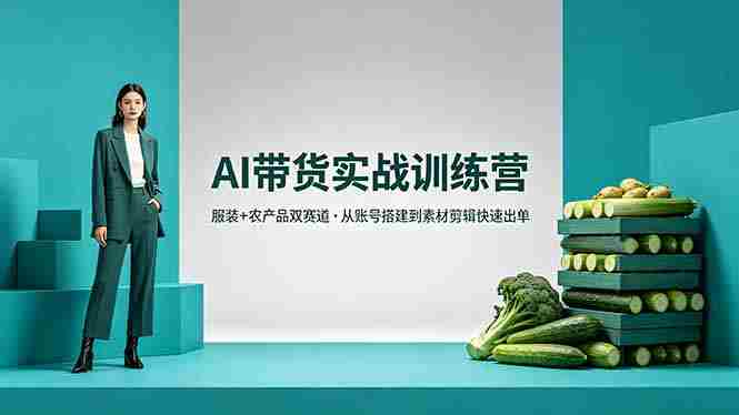 （18355期）AI带货实战训练营，服装+农产品双赛道，从账号搭建到素材剪辑快速出单-极速网创