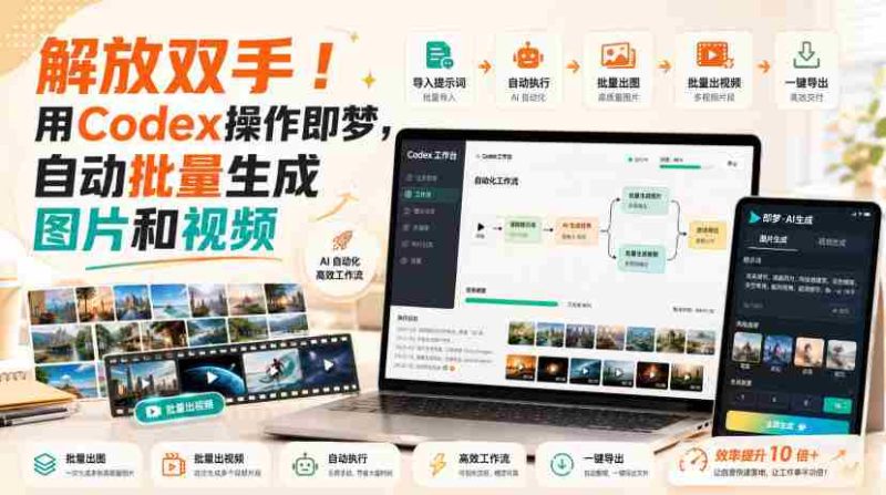 解放双手!用Codex操作即梦,自动批量生成图片和视频-极速网创