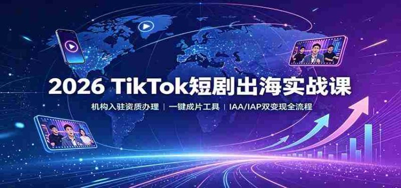 2026 TikTok短剧出海实战课:机构入驻资质办理,一键成片工具,IAA/IAP双变现全流程-极速网创
