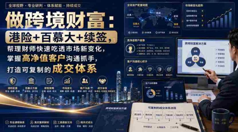 做跨境财富:港险+百慕大+续签,帮理财师快速吃透市场新变化,掌握高净值客户沟通抓手,打造可复制的成交体系-极速网创