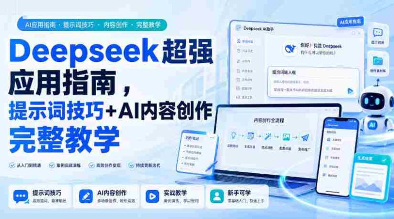 Deepseek超强应用指南,提示词技巧+AI内容创作完整教学-极速网创