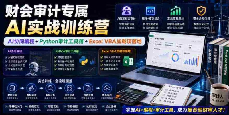 财会审计专属AI实战训练营|AI协同编程+Python审计工具箱+Excel VBA加载项落地(更新0816)-极速网创