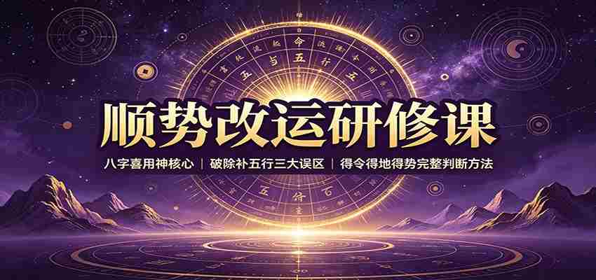 顺势改运研修课：八字喜用神核心，破除补五行三大误区，得令得地得势完整判断方法-极速网创