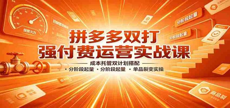 拼多多双打强付费运营实战课：成本托管双计划搭配，分阶段起量，单品裂变实操-极速网创