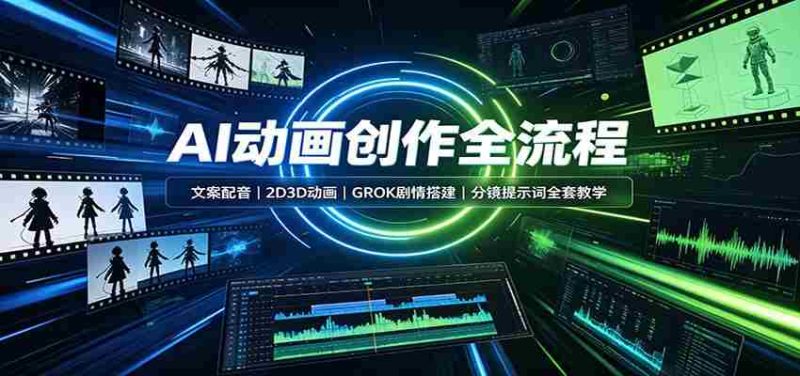 AI动画创作全流程：文案配音，2D3D动画，GROK剧情搭建，分镜提示词全套教学-极速网创