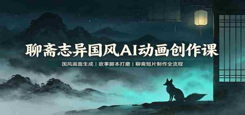 聊斋志异国风AI动画创作课：国风画面生成，故事脚本打磨，聊斋短片制作全流程-极速网创
